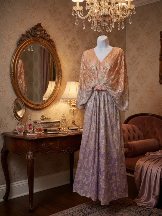 Miss June Paris Dresses & Skirts - Miss June Paris metallic gold floral Ombré Peach Purple Maxi Dress NWT Marley